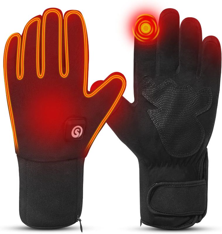 Photo 1 of Heated Gloves,Men Women Rechargeable Electric Arthritis Hand Warmer Heated Ski Gloves Mittens, XXL