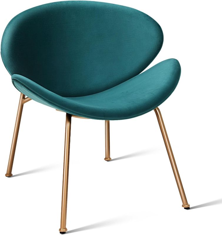 Photo 1 of (READ FULL POST) Haddockway Modern Vanity Chair with Back,Velvet Fabric Makeup Chair with Modern Novel Design,Solid Accent Chairs for Living Room, Reading, Office, Salon (Black Leg, Mint Green)