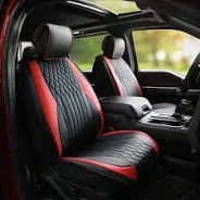 Photo 1 of Coverado Car Seat Covers Fullset, Leather F150 Seat Covers for Cars SUV Pick-up Truck Fit for 2015-2023 F150 SuperCrew and 2017-2023 F250 F350 F450 Super Duty Crew Cab Pickup(Black&Red) Gray FullSet