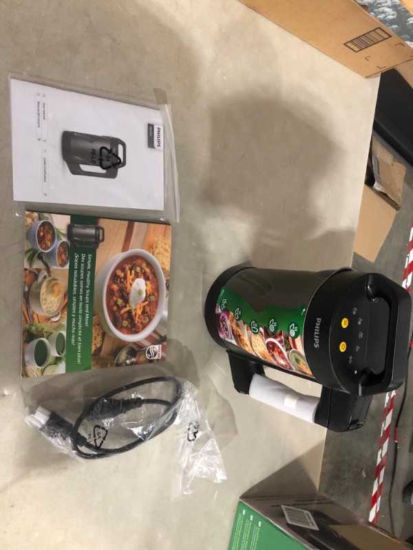 Photo 2 of ***USED - DIRTY - POWERS ON - UNABLE TO TEST FURTHER***
Philips Soup and Smoothie Maker, Makes 2-4 servings, HR2204/70, 1.2 Liters, Black and Stainless Steel