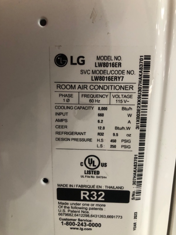 Photo 4 of ***NOT REFUNDABLE - NOT FUNCTIONAL - FOR PARTS ONLY - SEE COMMENTS***
LG 8,000 BTU Mounted Window Air Conditioner, Cools 350 Sq.Ft. (14' x 25' Room Size), Quiet Operation