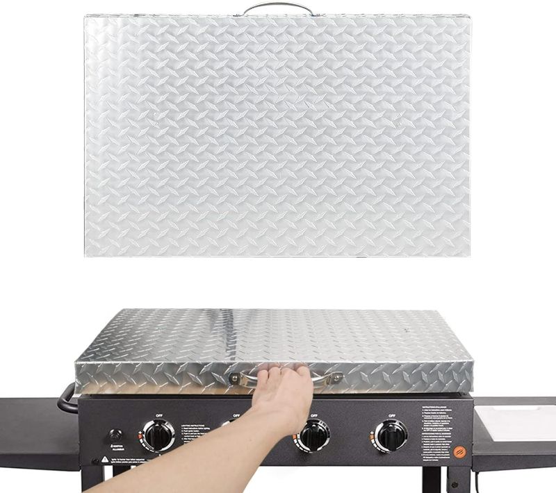 Photo 1 of **ITEM SIMILAR TO STOCK PHOTO** Stainless Steel Flat Top Grill Cover with Handle for Blackstone 36”Front or Rear Grease Griddle and Other Similar Grills