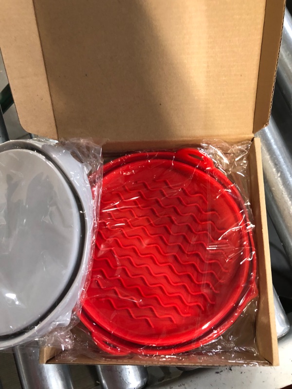 Photo 2 of 2-Pack Air Fryer Silicone Liners | Lerkumey 8 Inch Foldable Air Fryer Basket | Reusable Air Fryer Pot for Replacing Parchment Paper liners | Food Safe Air Fryers Oven Accessories(Grey+Red)