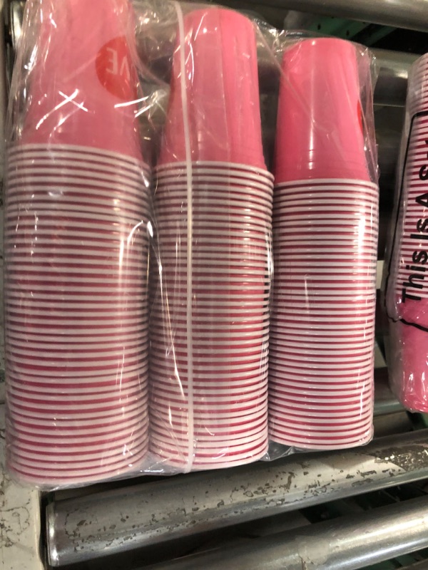 Photo 2 of 120 Pcs 12 oz Happy Valentine's Day Plastic Party Cups Disposable Pink Red Heart Cups for Coffee Juice Beverage Hot Cold Drinks Happy Valentine's Day Party Favor Supplies (Pink,Simple) Pink Simple