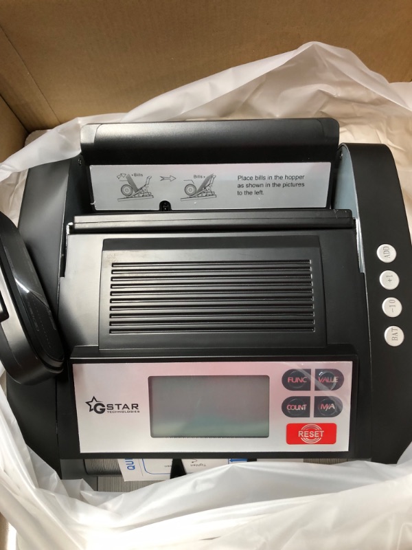 Photo 2 of GStar Money Counter with Rechargeable Lithium-ion Battery & UV/MG/IR Counterfeit Bill Detection Plus External Displays with Total Value Counting Functionality, USA Brand