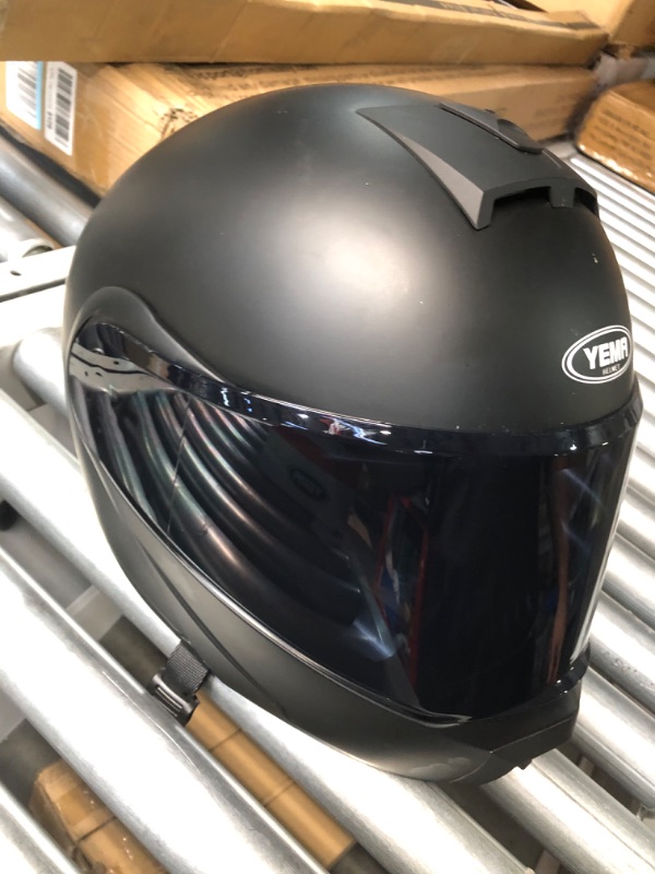 Photo 3 of Motorcycle Modular Flip-up Helmet DOT and ECE Approved - YEMA YM-929 Motorbike Casco Moto Bike Racing Helmet with Sun Visor for Adult,Youth Men and Women - Black,L Black Large