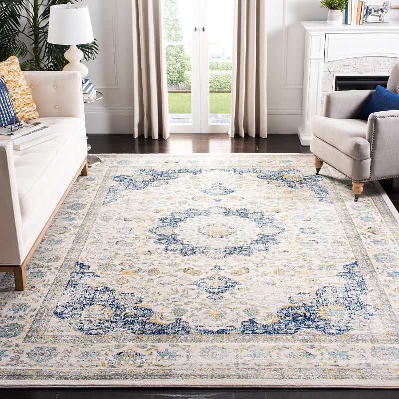 Photo 1 of (STOCK PHOTO FOR SAMPLE ONLY) - SAFAVIEH Evoke Collection Area Rug - 8' x 10', Ivory & Blue, Shabby Chic Oriental Medallion Design, Non-Shedding & Easy Care, Ideal for High Traffic Areas in Living Room, Bedroom