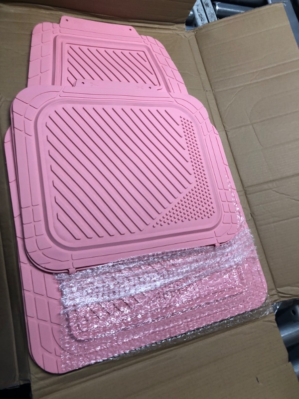 Photo 2 of CAR PASS Heavy Duty Rubber Floor Mats Pink 4-Piece Car Mat Set - Universal Waterproof Floor Mats for Car SUV Truck, Durable All-Weather Mats(All Pink)