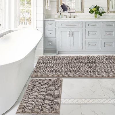 Photo 1 of *****STOCK IMAGE FOR SAMPLE*****
PrimeBeau Striped Bath Rugs for Bathroom Anti-Slip Bath Mats Soft Plush Chenille Shaggy Mat 20" x 60"