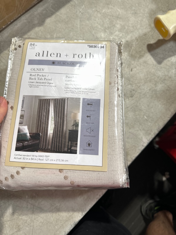 Photo 2 of **READ NOTES**allen + roth 50 x  84-in Linen Blackout Thermal Lined Back Tab Single Curtain Panel
