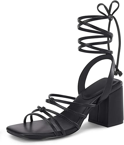 Photo 1 of ***READ NOTES***
Coutgo Womens Strappy Lace Up Heeled Sandals Chunky Block Flip Flop Thong Tie up Dress Summer Flat Sandals
