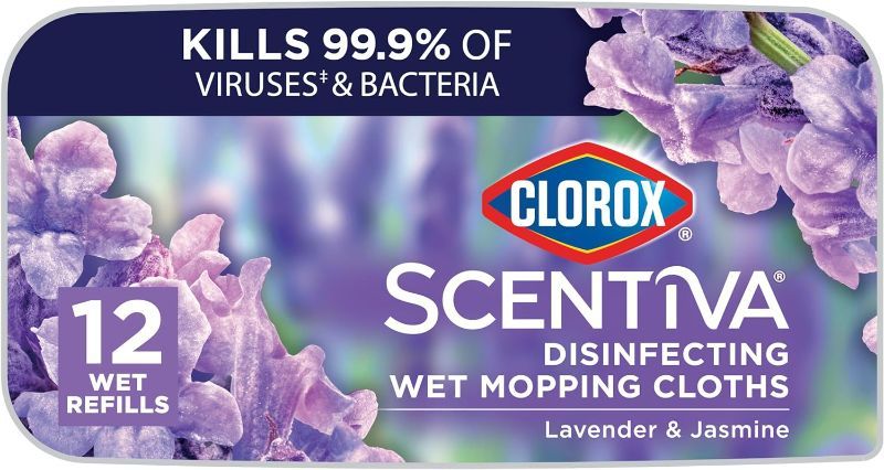 Photo 2 of ***READ NOTES***
Clorox Scentiva Disinfecting Mopping Cloths, Lavender and Jasmine, 12 Wet Refills