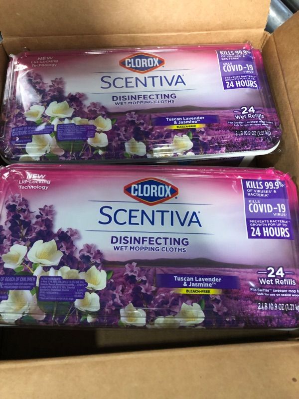 Photo 1 of ***READ NOTES***
Clorox Scentiva Disinfecting Mopping Cloths, Lavender and Jasmine, 12 Wet Refills