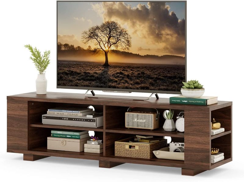 Photo 1 of ***READ NOTES***
Tangkula Wood TV Stand for TVs up to 65 Inch Flat Screen, Modern Entertainment Center with 8 Open Shelves