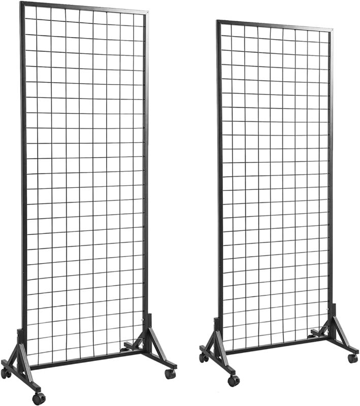 Photo 1 of ***READ NOT4S***
Sturdy Grid Wall Panels with T-Base Floorstanding on Wheels,Wire Gridwall Panel Display Rack Stand,2-Pack Black