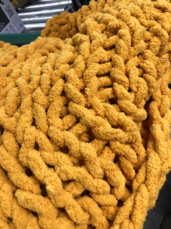 Photo 3 of ***READ NOTES***
MocaDng 
Chunky Knit Blanket Throw , Hand Knitted Warm Chenille Throw Blanket, (Yellow)