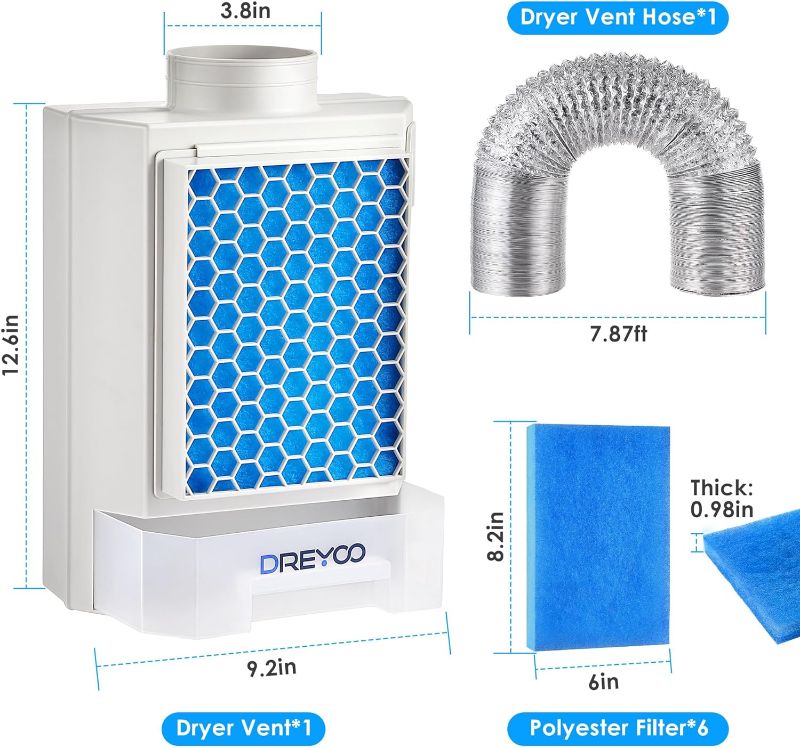 Photo 1 of ***STOCK PHOTO FOR REFERENCE ONLY***
Indoor Vent for Dryer, Dryer Vent Kit for Electric Dryer, 3 in 1 Indoor Dryer Vent 