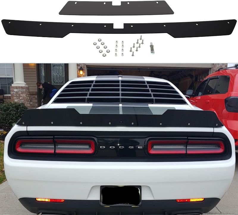 Photo 1 of Rear Wickerbill Spoiler for Dodge Challenger 2015-2021 SRT RT Hellcat Scat Pack w Backup Camera ,2 Piece Wicker Bill Spoiler Add-on Style with RivNut Tool