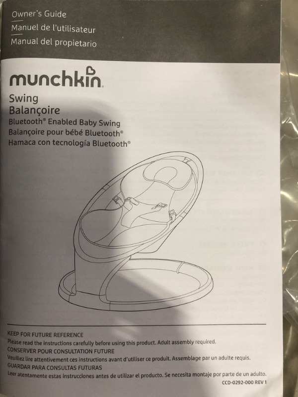 Photo 3 of (item sold for parts) Munchkin Bluetooth Enabled Lightweight Baby Swing with Natural Sway in 5 Ranges of Motion