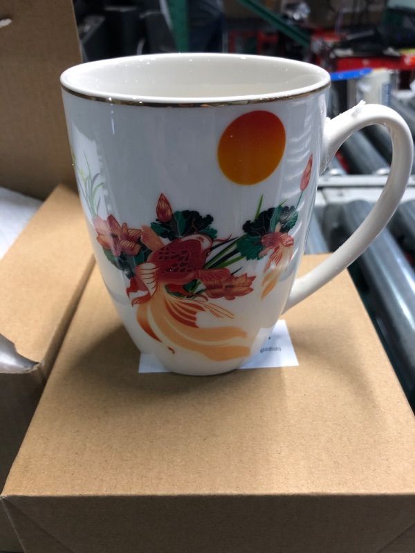 Photo 1 of ***NON-REFUNDABLE, (2 Pack)***
New Bone China Coffee Mug, Women's Mark Cup, Floral Coffee mug and Tea Cup - a Gift for Mom (RED FISH)