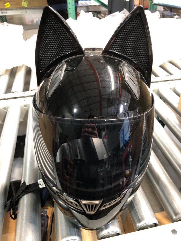 Photo 2 of **SIGNS OF LIGHT USE (SEE PHOTOS FOR REFERENCE)**
Personalized Cool Cat Ear Electric Motorcycle Helmet - Men and Women/Medium Black