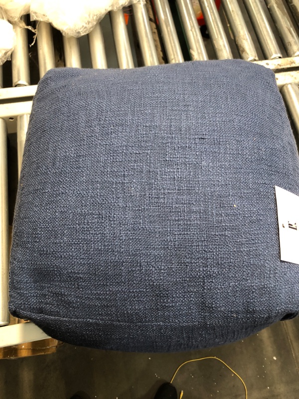Photo 3 of LR Home Handcrafted Solid Navy Pleated Pouf, Blue, 18"" x 18"" x 14"""