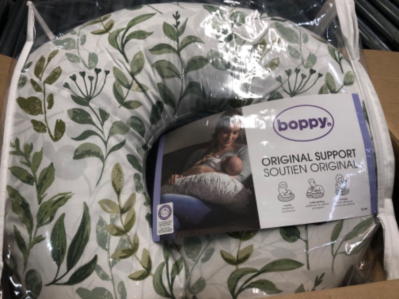 Photo 2 of Boppy Original Support Nursing Pillow, Green Foliage, Ergonomic Breastfeeding, Bottle Feeding, and Bonding, Firm Hypoallergenic Fiber Fill, Removable Cover, Machine Washable