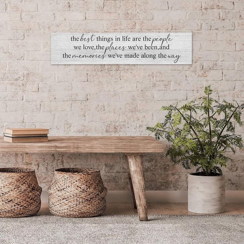 Photo 1 of Farmhouse Wood Sign The Best Things In Life Are The People We Love, The Places We've Been, And The Memories We've Made Along The W white 10x45cm