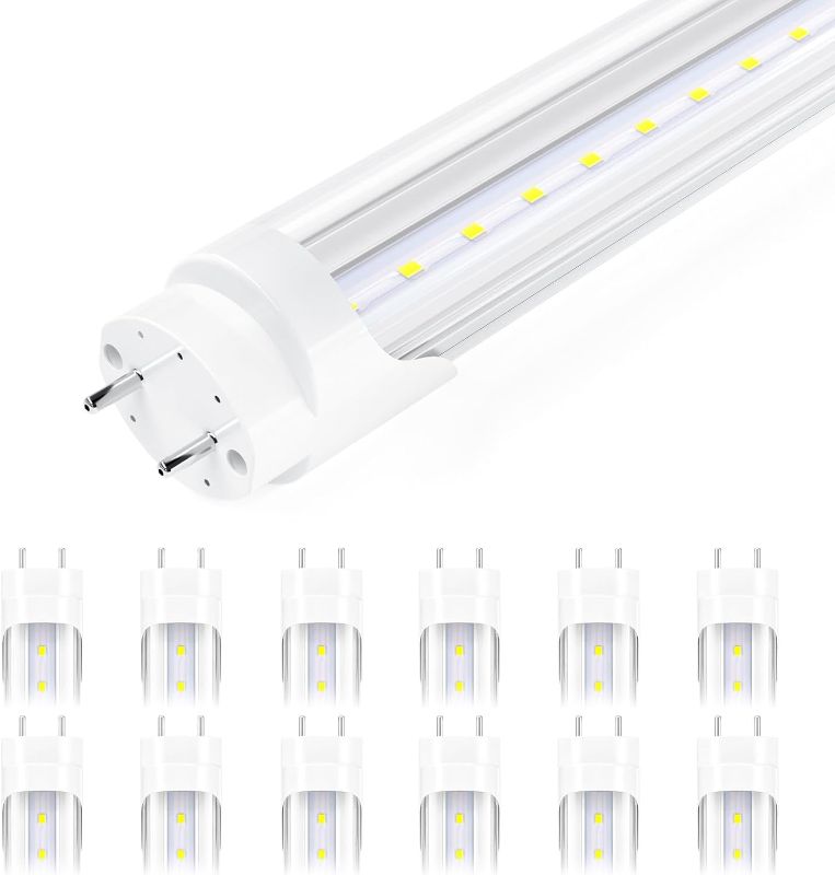 Photo 1 of (READ FULL POST) SHINESTAR 12-Pack 4FT LED Bulbs, 18W 5000K Daylight, T8 T10 T12 Fluorescent Light Bulbs 48 inch Replacement, Type B Ballast Bypass, Dual-end, 2 pin G13 Base, Clear Cover
