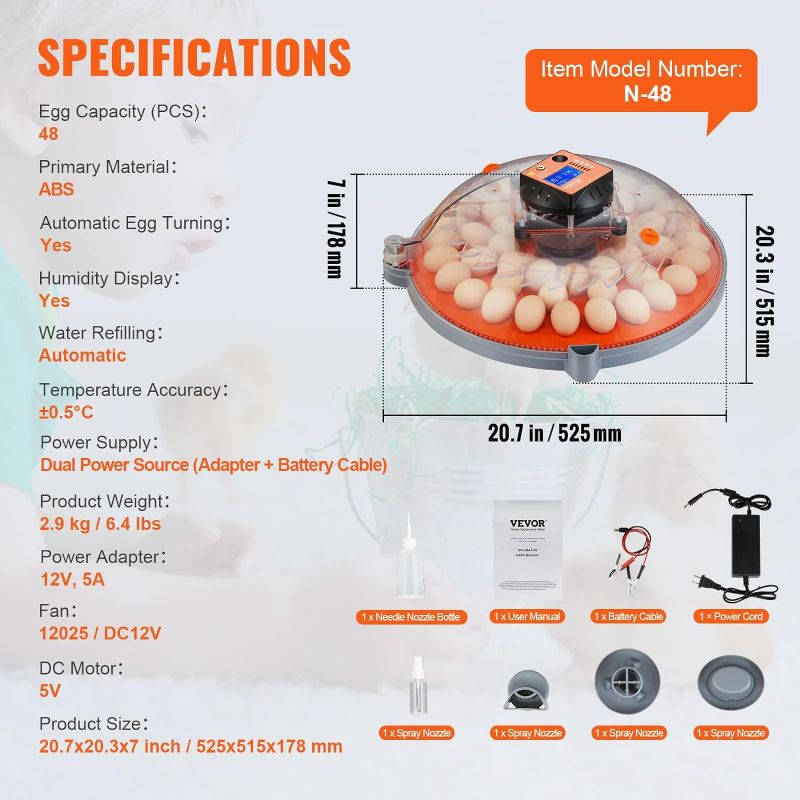 Photo 5 of (READ FULL POST) 48 Incubators for Hatching, 360°Automatic Egg Turner with Temperature and Humidity Display