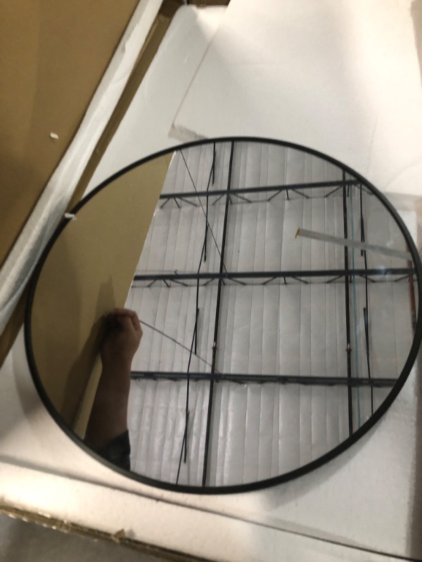 Photo 4 of ***USED - NO PACKAGING***
Round Mirror,  20 inches Black Round Mirror, Aluminum Alloy Metal Frame Round Wall Mirror