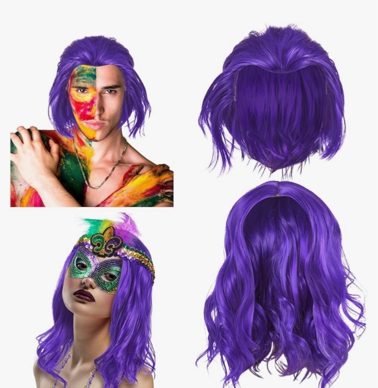 Photo 1 of (2 SETS OF 2WIGS) 2 SETS PURPLE WIGS ACCESSORIES SIMGOING