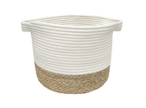 Photo 1 of (READ FULL POST) allen + roth Rope and sea grass 12-in W x 9.5-in H x 12-in D Beige and Natural Sea Grass Basket