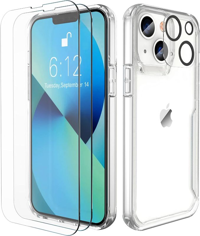 Photo 1 of (2 PACK)  ORETECH Designed for iPhone 13 Case,with 2 x Tempered Glass Screen Protector&Camera Lens Protector for iPhone 13 C over Hard PC+Soft TPU Shockproof...
