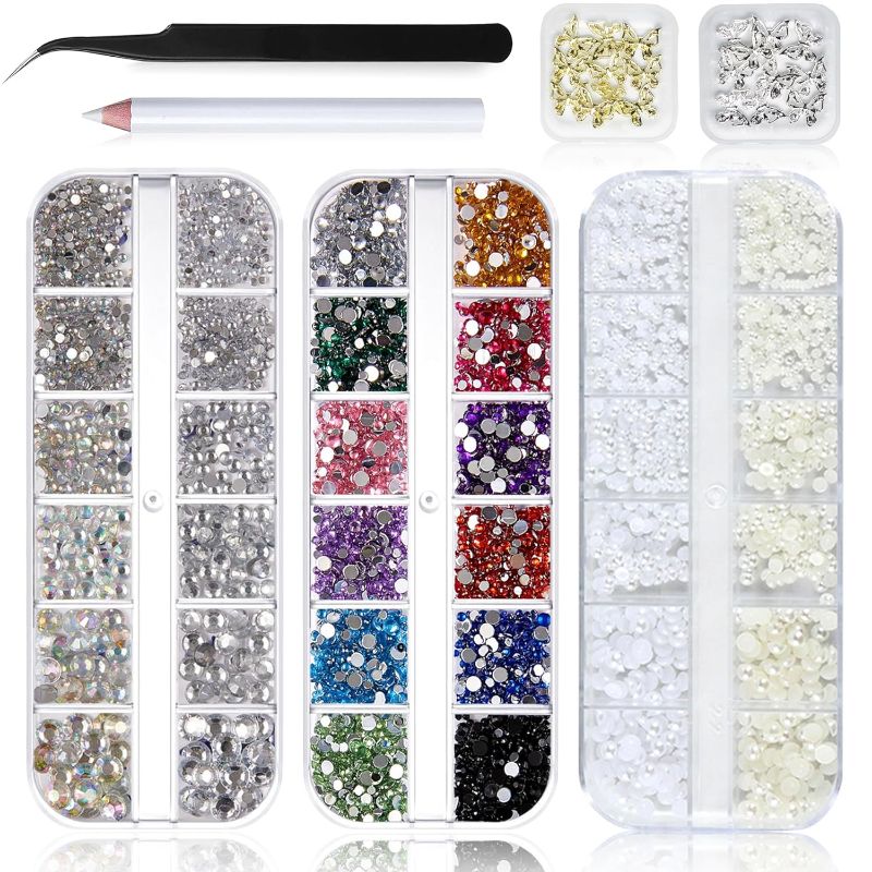 Photo 1 of (2 SETS OF 5 Boxs) Rhinestones for Makeup, Nail Gems Flatback Colorful Rhinestones, Flatback  
