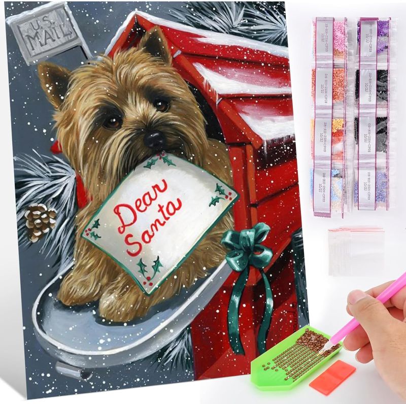 Photo 1 of (2 pack) ROOHOME Diamond Painting Kits for Adults-Dog in The Mailbox 5D Full Drill Round  