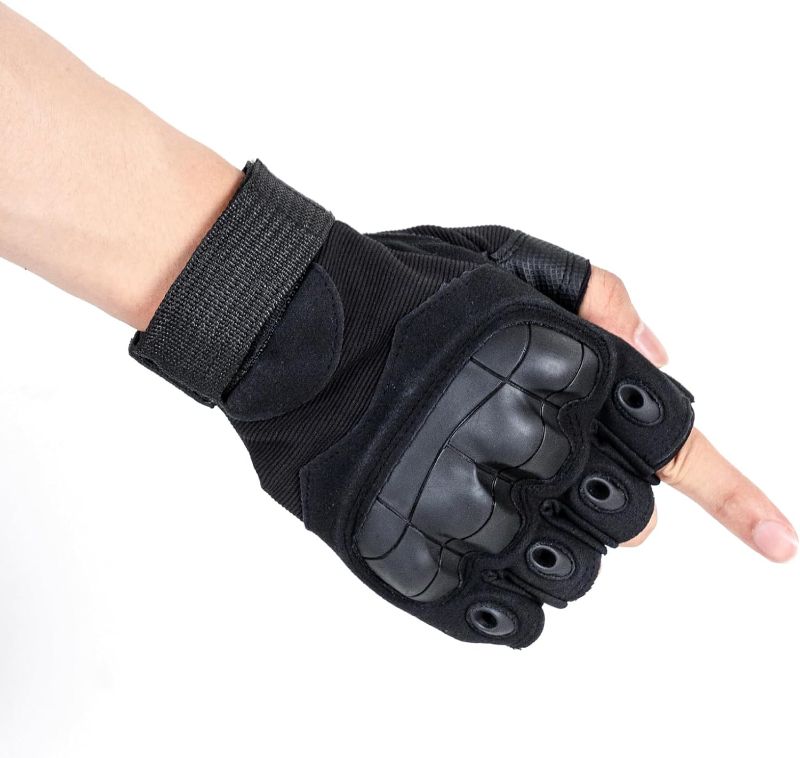 Photo 1 of GCSIOM Tactical Fingerless Gloves Breathable, Non-Slip, Impact Resistant, Suitable for Outdoor Cycling, Motorcycle Riding, Rock Climbing, Hiking and Hunting (LARGE)