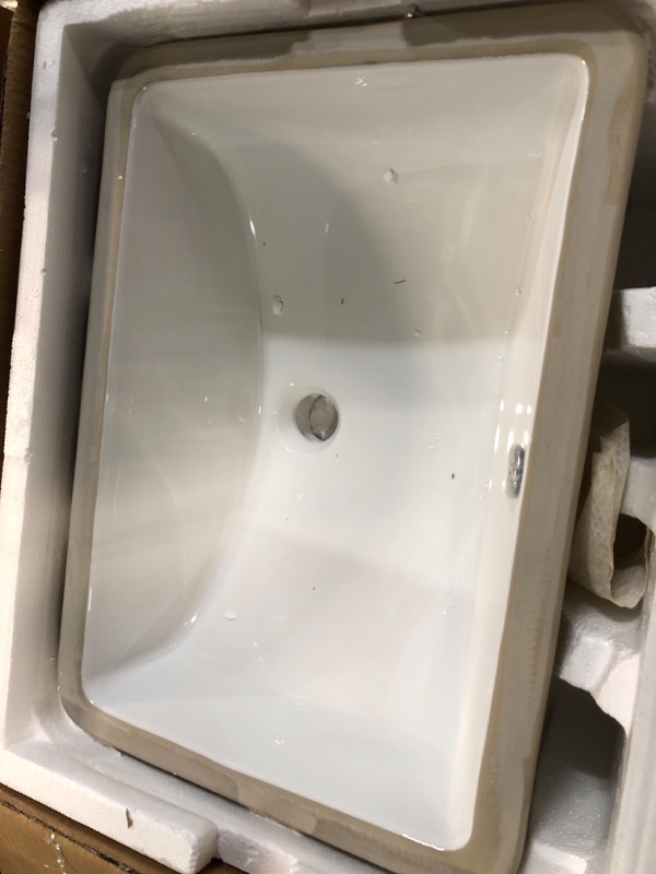 Photo 2 of (READ FULL POST) Undermount Bathroom Sink - Lordear 19" 1/2 X 13" 1/2  Inch Bathroom Vanity Sink Undermount Rectangle White Porcelain Ceramic Bathroom Under Counter Lavatory Vanity Sink Basin with Overflow
