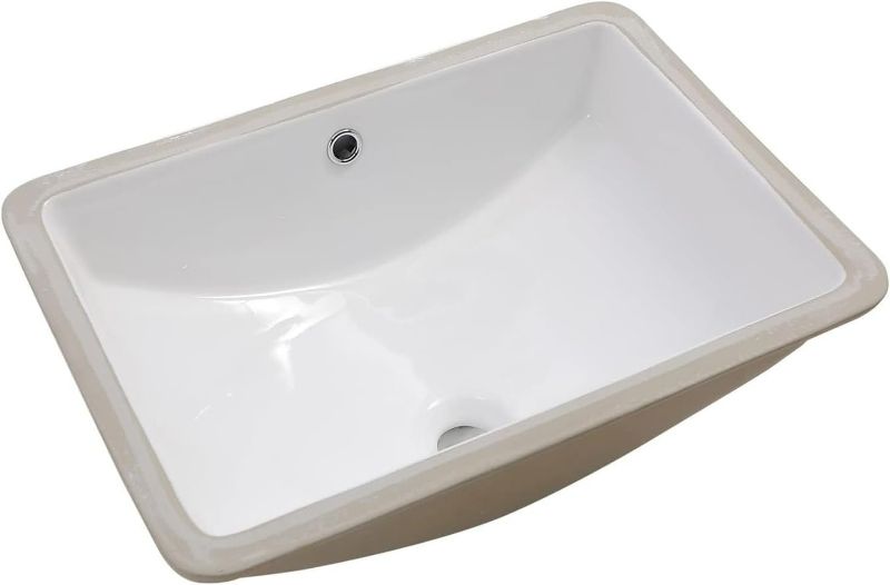 Photo 1 of (READ FULL POST) Undermount Bathroom Sink - Lordear 19" 1/2 X 13" 1/2  Inch Bathroom Vanity Sink Undermount Rectangle White Porcelain Ceramic Bathroom Under Counter Lavatory Vanity Sink Basin with Overflow
