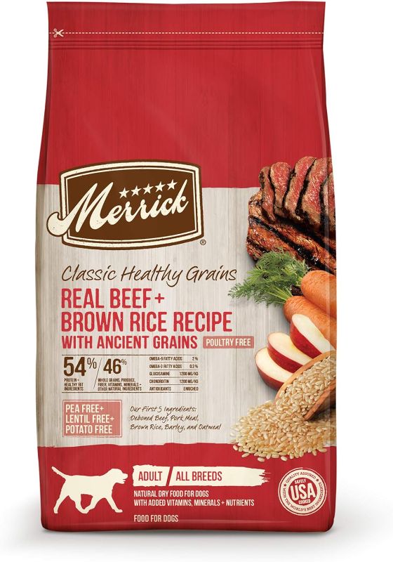 Photo 1 of ***NON-REFUNDABLE- UNABLE TO LOCATE EXPERIRATION***Merrick Classic Healthy Grains Dry Dog Food Real Beef & Brown Rice Recipe with Ancient Grains, Offer - 33 lb. Bag 33 Pound (Pack of 1)