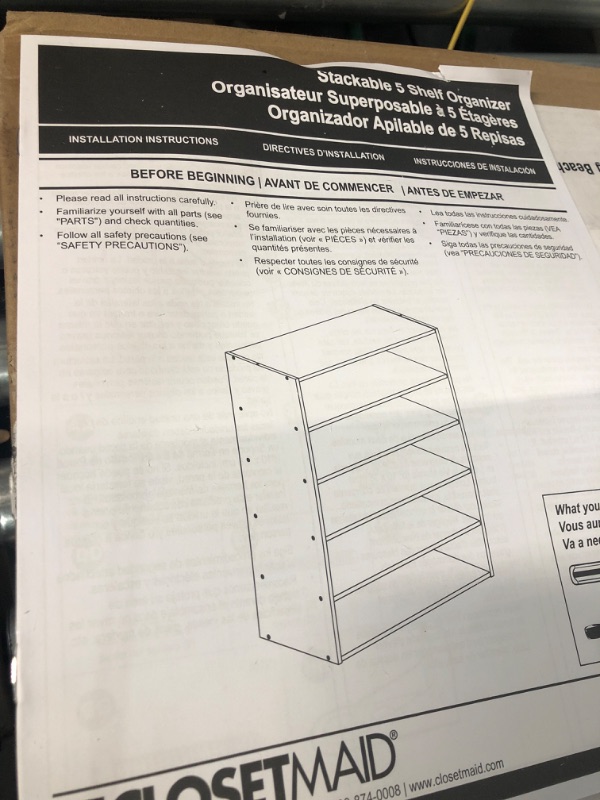 Photo 2 of ClosetMaid 1565 Stackable 5-Shelf Organizer, White & 5062 All-Purpose Organizer, White Organizer + Organizer, White