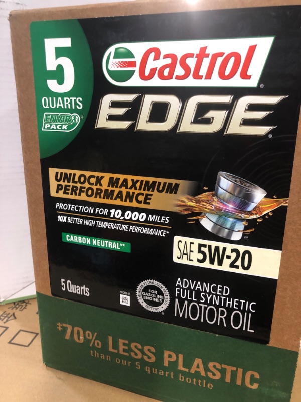 Photo 1 of Castrol 03083 Edge 5W-20 Advanced Full Synthetic Motor Oil, 5 Quart 5 Quart Advanced Full Synthetic Oil 5W-20