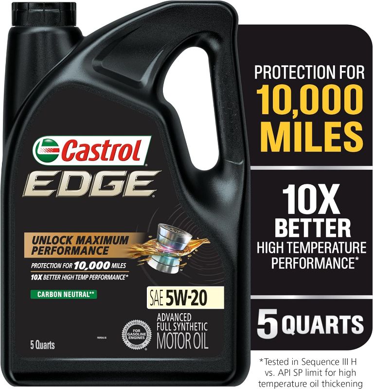 Photo 2 of Castrol 03083 Edge 5W-20 Advanced Full Synthetic Motor Oil, 5 Quart 5 Quart Advanced Full Synthetic Oil 5W-20