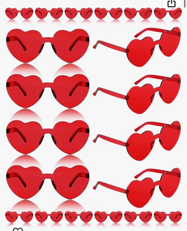 Photo 2 of 8 Pairs Heart Shaped Frameless Glasses Trendy Transparent X2