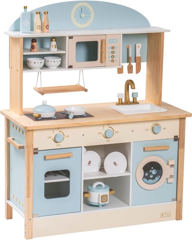 Photo 1 of ROBUD Wooden Play Kitchen Set for Kids Toddlers, Toy Kitchen Gift for Boys Girls, Age 3+
