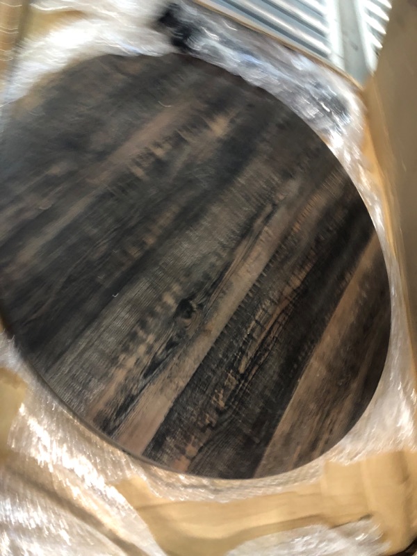 Photo 1 of ***USED - LIKELY MISSING PARTS - UNABLE TO VERIFY FUNCTIONALITY***
Round Coffee Table Living Room Rustic Circle Center Table with Storage Shelf 2-Tier Modern Wood Coffee Table Metal Frame, Easy Assembly Rustic Oak