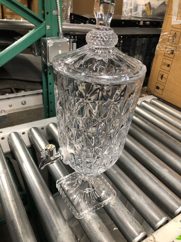 Photo 1 of 0.8 Galllon Glass Drink Dispenser for Parties with Spigot Glass Iced Beverage Dispenser with Lid Wide Mouth Beverage Server for Party Bar Wedding Decoration diamond