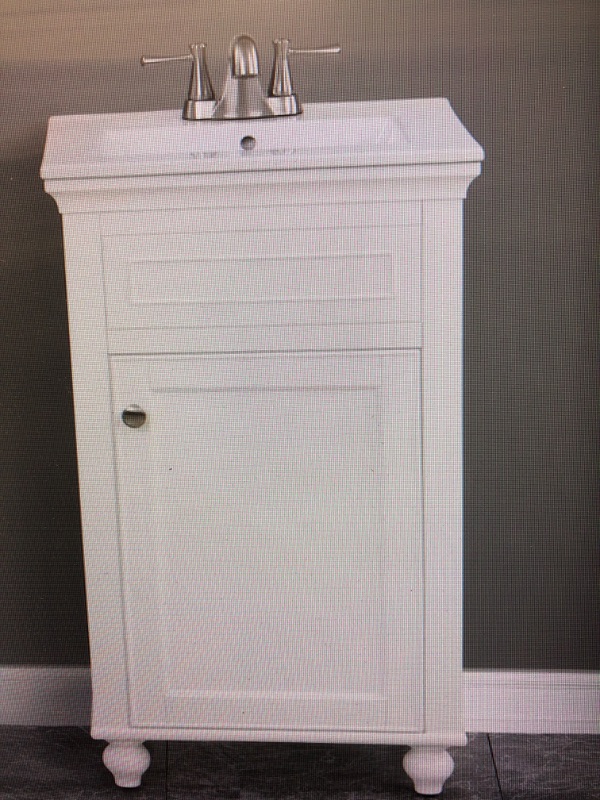 Photo 1 of ** Only Vanity**Style Selections Bartlett 20-in White Single Sink Bathroom Vanity with White Porcelain Top