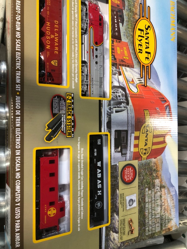 Photo 2 of Bachmann Trains - Santa Fe Flyer Ready to Run Electric Train Set - HO Scale & E-Z Track Truss Bridge with Blinking Light- HO Scale, Black Flyer + Truss Bridge