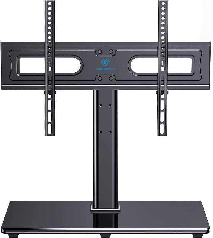 Photo 1 of (READ FULL POSTPERLESMITH Universal TV Stand Table Top TV Base for 32-80 inch LCD LED OLED 4K Flat Screen TVs-Height Adjustable TV Mount Stand with Tempered Glass Base, VESA 600x400mm, Holds up to 99lbs,PSTVS11
